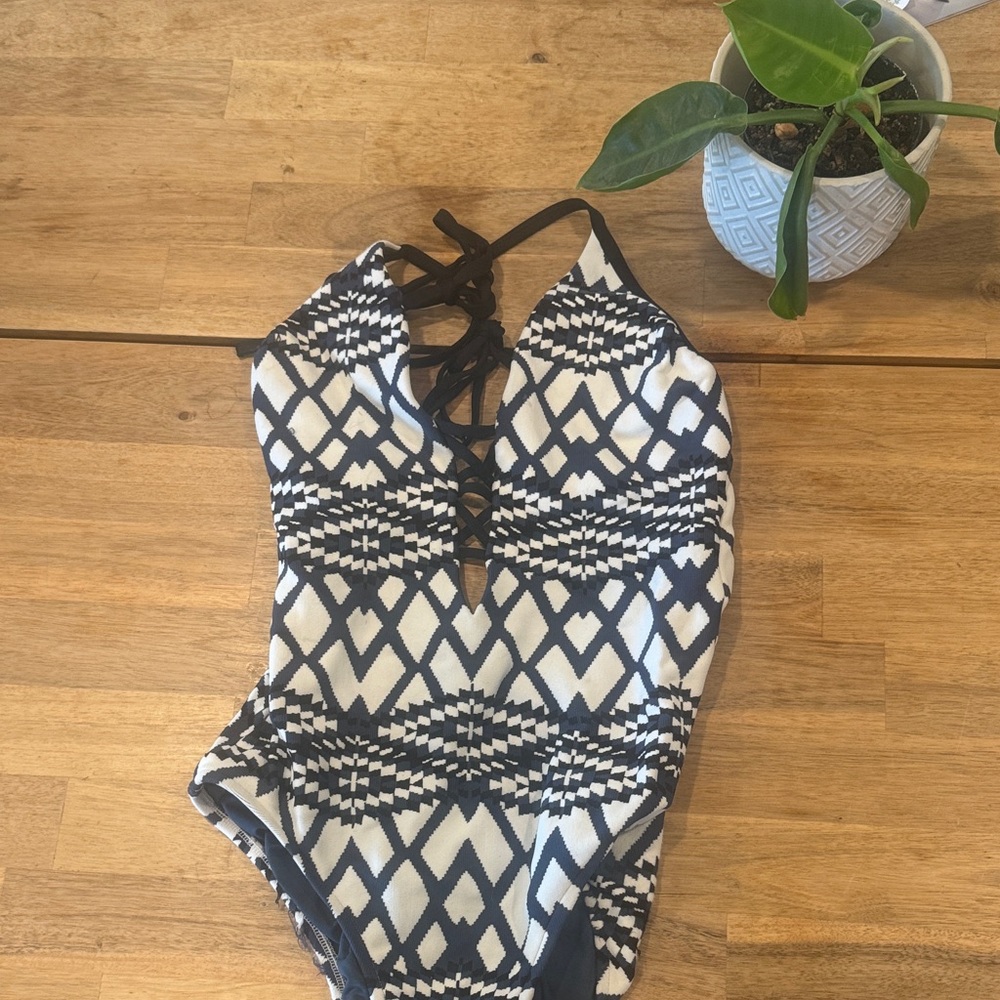 Seafolly Australia Navy and White Geometric One-Piece Swimsuit. Worn once!